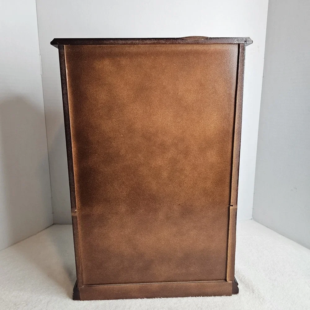 Vintage Wood 2 Door Jewelry Box Armoire Style Cabinet w Mirror Organizer Drawers